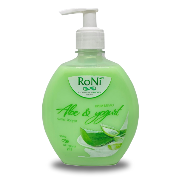 Крем-мило рідке Aloe&Yogurt з гліцерином дозатор RoNi 450мл